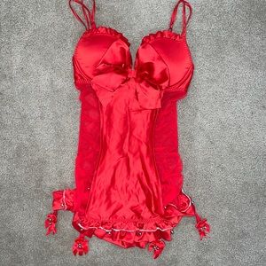 Red Satin Teddy